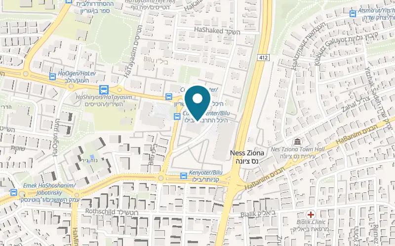 Map showing H&H Hair & Health at 32 HaIrusim Street, Ness Ziona