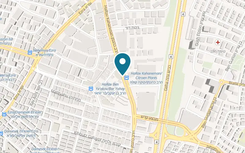 Map showing HaDaikanim Garage at 98 Kahaneman Street, Bnei Brak