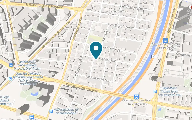 Map showing HaGesher Motorcycles at 8 Tushia Street, Tel Aviv-Yafo