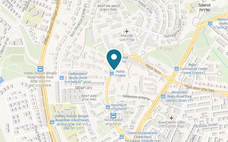 Map showing HaHummus shel Tehina at 51 Herzl Street, Sderot