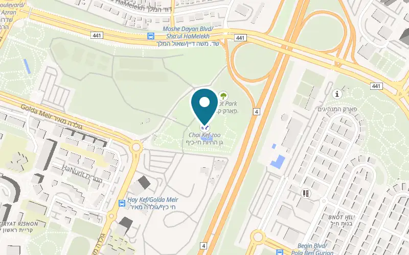 Map showing Hai-Kef, Rishon LeZion Zoo at 3 Golda Meir Boulevard, Rishon LeZion