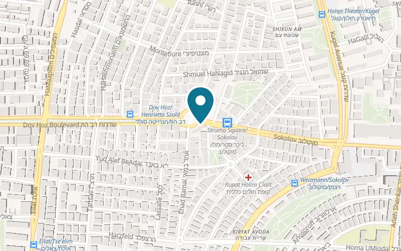 Map showing HaMaayan Beit HaBira at 2 Sokolov Street, Holon