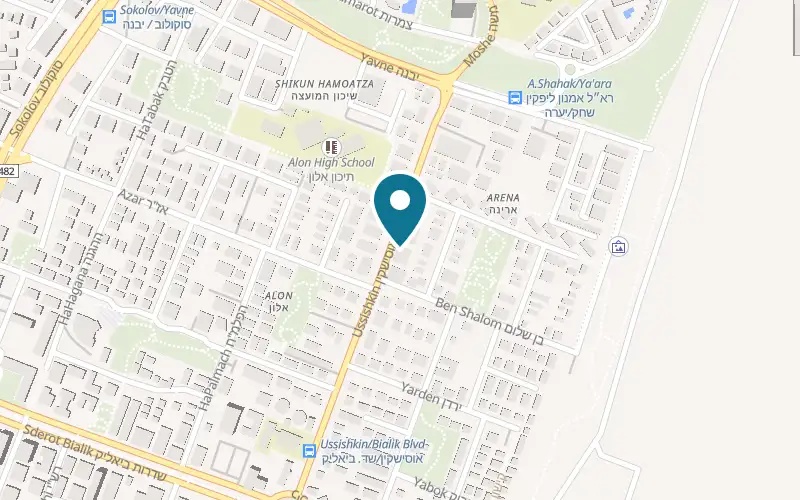 Map showing Hamashkifa at 98 Ussishkin Street, Ramat HaSharon