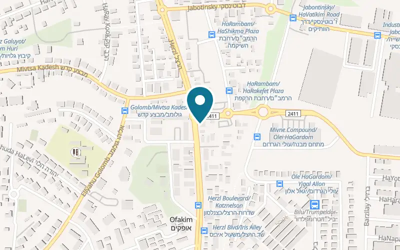 Map showing HaMexicani Ofakim at 31 Herzl Boulevard, Ofakim