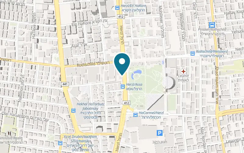 Map showing Hamsa Smash Burger at 84 Herzl Street, Rishon LeZion