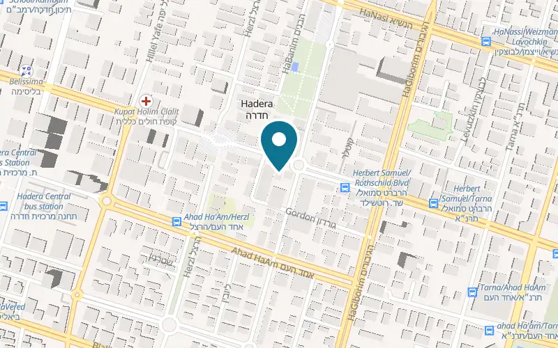 Map showing HaOfim Bakery at 68 Herbert Samuel Street, Hadera