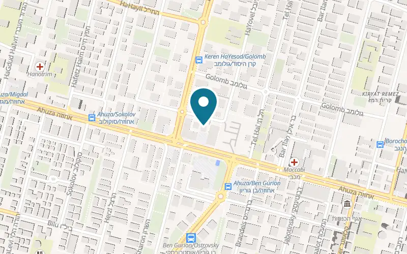 Map showing HaPina at 4 HaYovel Street, Ra'anana