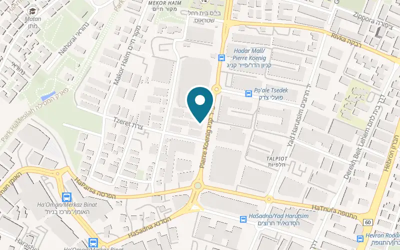 Map showing HaRakevet Shawarma and Grill at 30 General Pierre Koenig Street, Jerusalem
