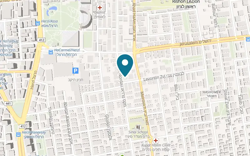 Map showing Harmon HaYofi at 1 Levontin Street, Rishon LeZion