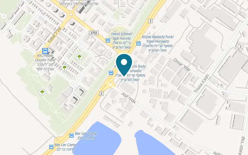 Map showing HaShipudia Shel Herzel at 1 Asif Street, Be'er Tuvia Industrial Zone, Avigdor