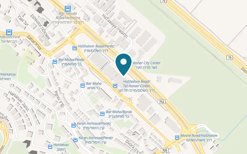 Map showing HaShnitzelia Nesher at 11 Derech HaShalom, Rami Levi compound, Nesher