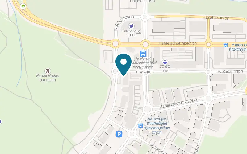 Map showing HaTeena at 12 HaKadar Street, corner of HaMekhonai Street, Yishpro Center, Modi'in-Maccabim-Re'ut