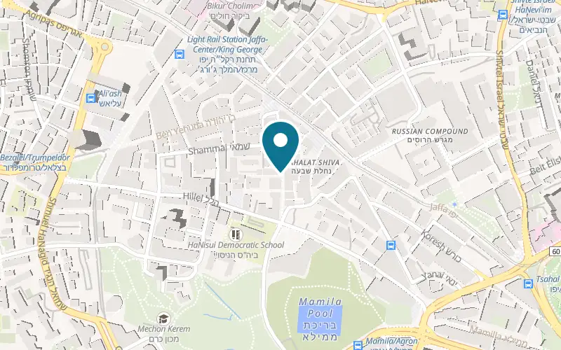 Map showing Hebrew Music Museum at 10 Yoel Moshe Salomon Street, Nahalat Shiv'a, Jerusalem