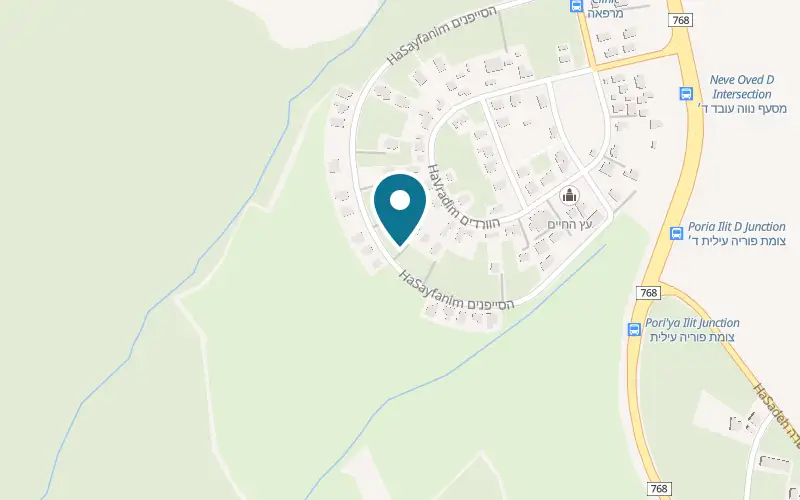 Map showing Hechalot at Poria - Neve Oved, Poria – Neve Oved