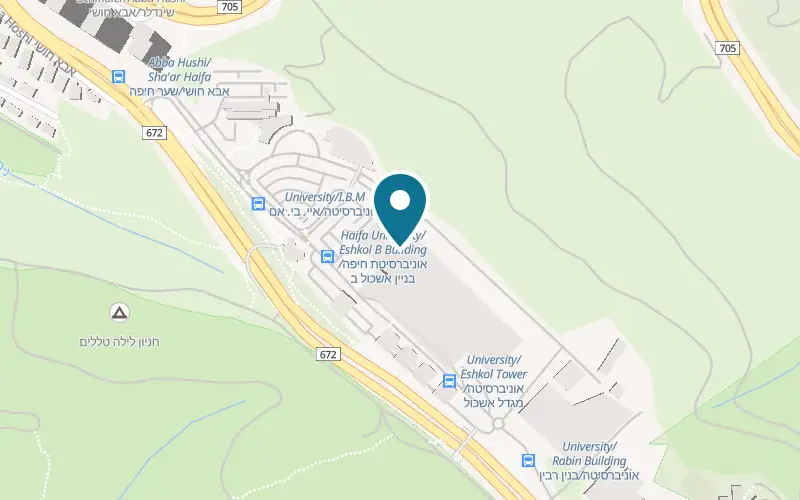 Map showing Hecht Museum at 199 Abba Hushi Avenue, University of Haifa, Haifa