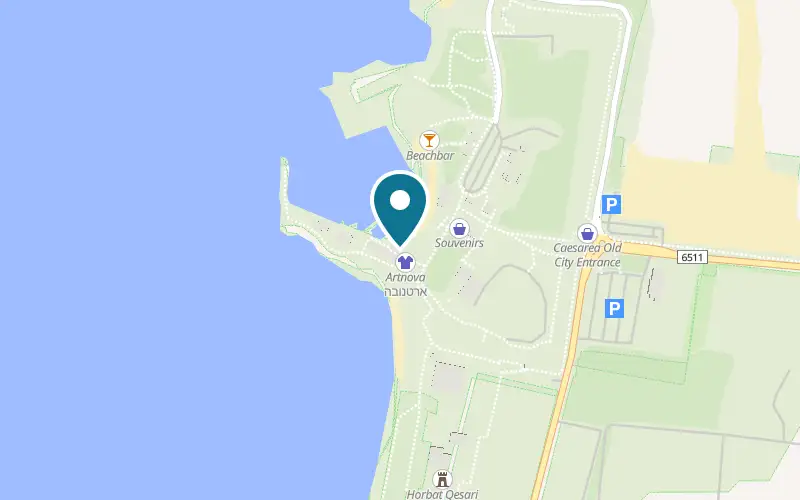 Map showing Helena at Caesarea National Park, the Old Port, Caesarea