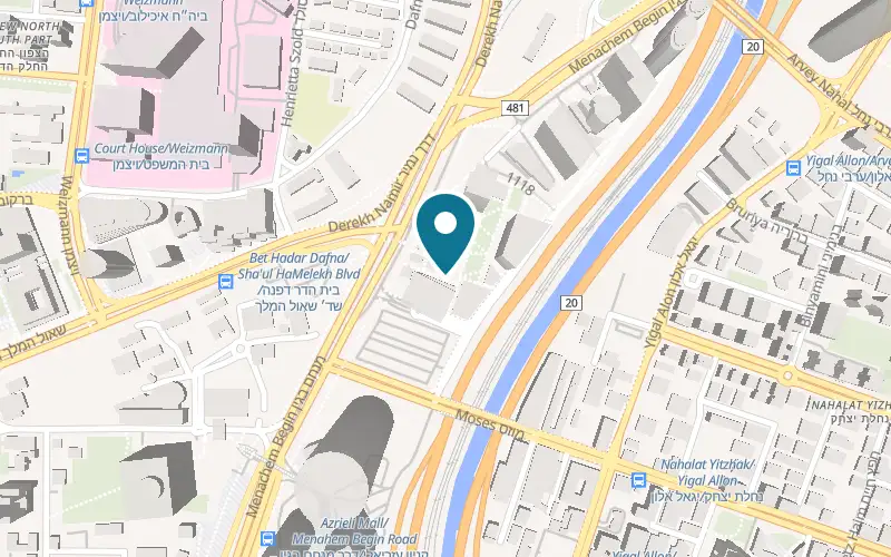 Map showing HIBA at 144 Derech Menachem Begin, Tel Aviv-Yafo