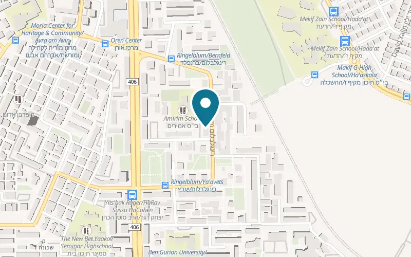 Map showing Hodu HaKtana at 15 Ringelblum Street, Shchuna Dalet, Beer Sheva