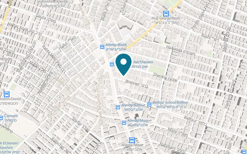 Map showing Hotel 1935 at 5 Brenner Street, Tel Aviv-Yafo