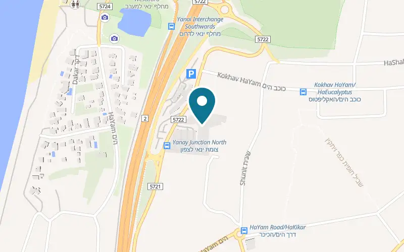Map showing Hummus Basta at M HaDerech mall, by the Beit Yanai interchange, Kfar Vitkin