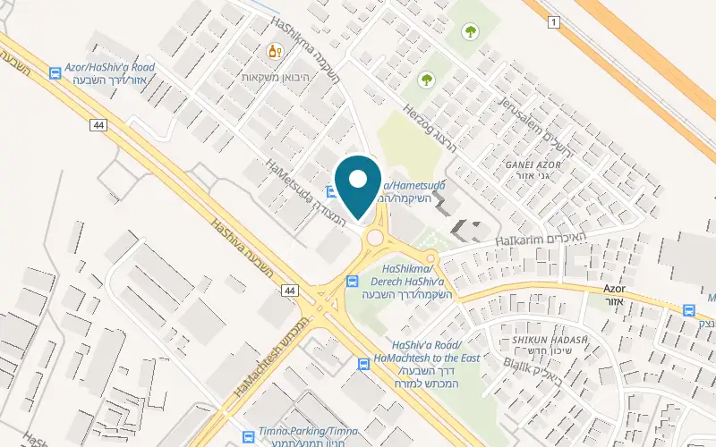 Map showing Hummus Eliyahu at 8 HaMetzuda Street, Azor