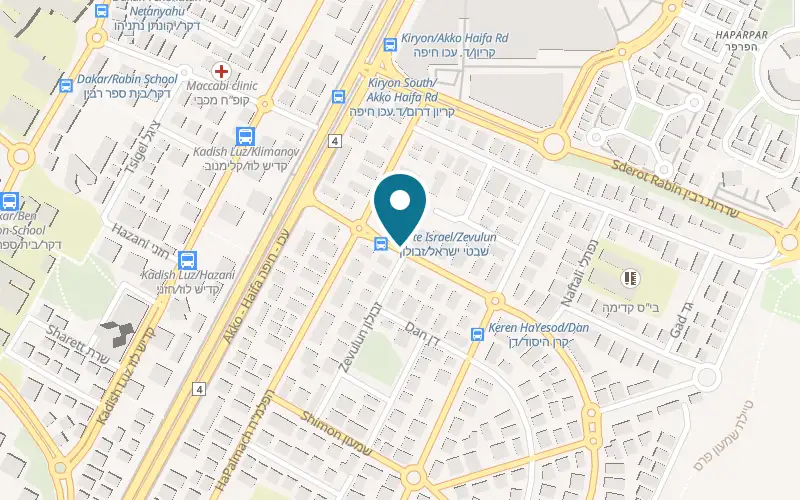 Map showing Hummus Gilad at 6 Shivtei Israel Street, Kiryat Bialik