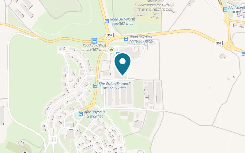 Map showing Hummus Haaretz at Hatzar HaKfar shopping centre, upper shopping complex, Kibbutz Kfar Etzion, Kfar Etzion