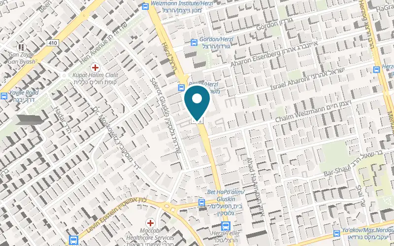 Map showing Hummus Kazablan at 183 Herzl Street, Rehovot