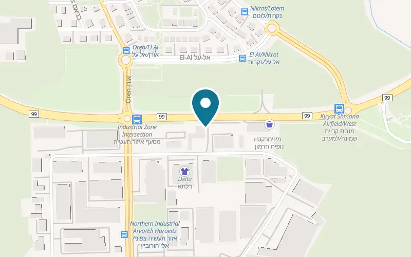 Map showing Hummus Noga at Yosef Compound on Route 99, Northern Industrial Zone, Kiryat Shmona