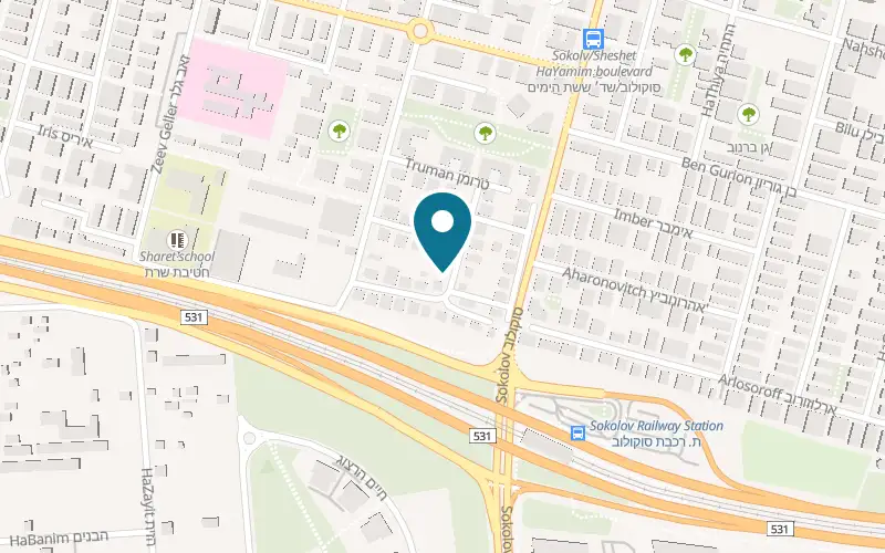 Map showing Inbar Veterinary Center at 3 Einstein Street, Kfar Saba