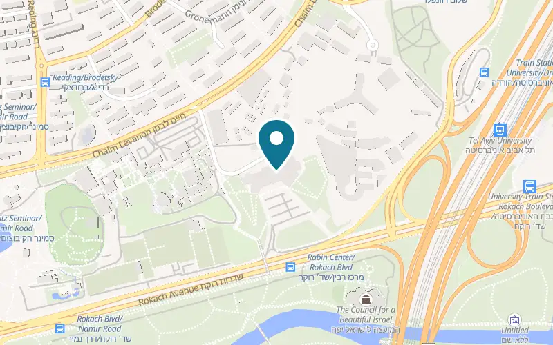 Map showing The Israeli Museum at the Yitzhak Rabin Center at 8 Chaim Levanon Street, Ramat Aviv, Tel Aviv-Yafo