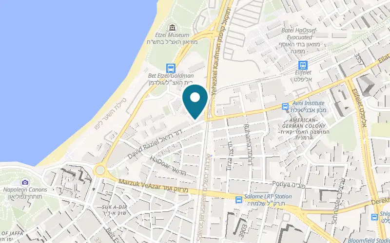 Map showing Itzik HaGadol at 2 David Raziel Street, Tel Aviv-Yafo