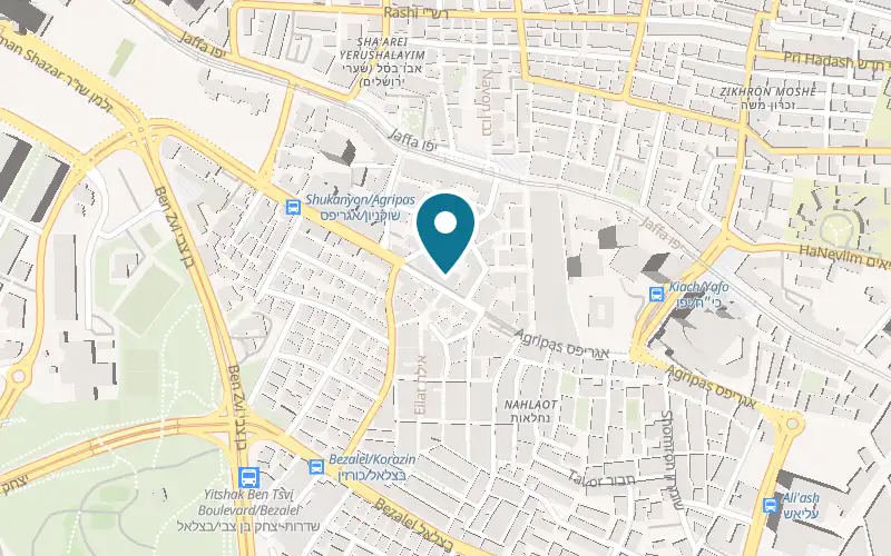 Map showing Jacko's Street at 74 Agripas Street, Mahane Yehuda, Jerusalem