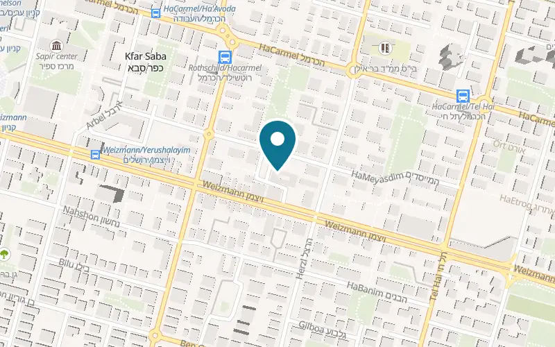 Map showing Jem's Kfar Saba at 4 Gibborei Israel Street, market building, Kfar Saba