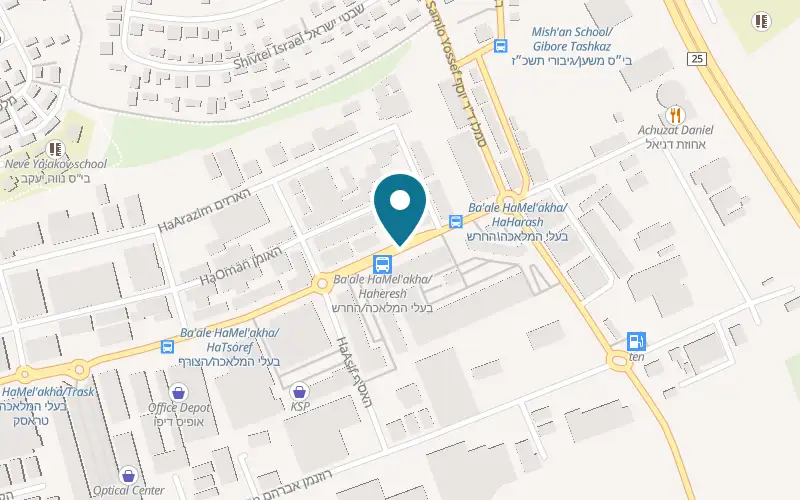 Map showing Jetlek Netivot at 203 Ba'alei HaMelakha Street, Globus Center, Netivot