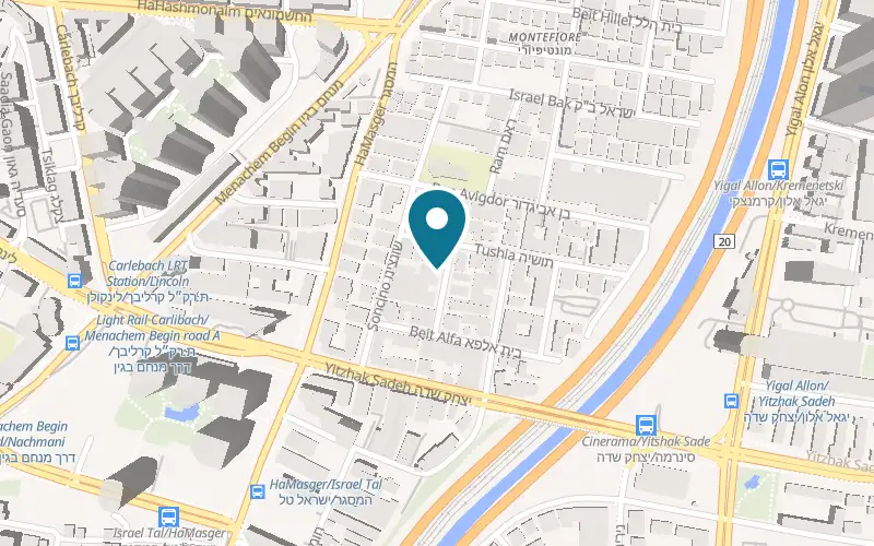 Map showing Jo Shtibel Hotel at 7 Shtibel Street, Tel Aviv-Yafo
