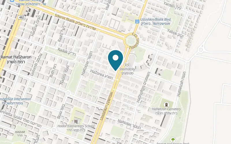 Map showing Jolika Chocolate at 53 Ussishkin Street, Ramat HaSharon
