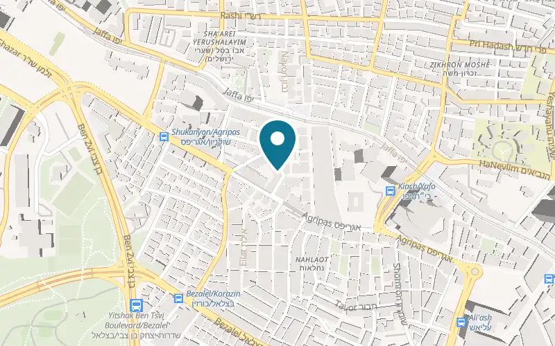Map showing Josef Burger Bar at 6 HaShikma Street, by Mahane Yehuda market, Jerusalem