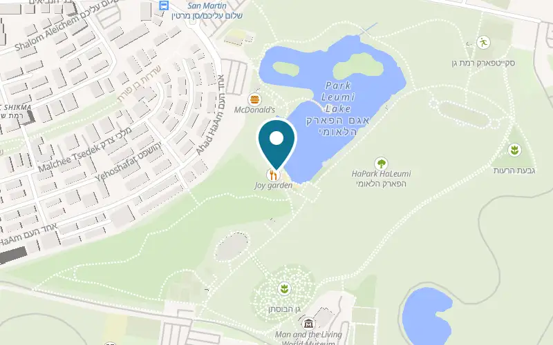 Map showing Joy Garden at 62 Ahad Ha'Am Street, in Ramat Gan National Park, Ramat Gan