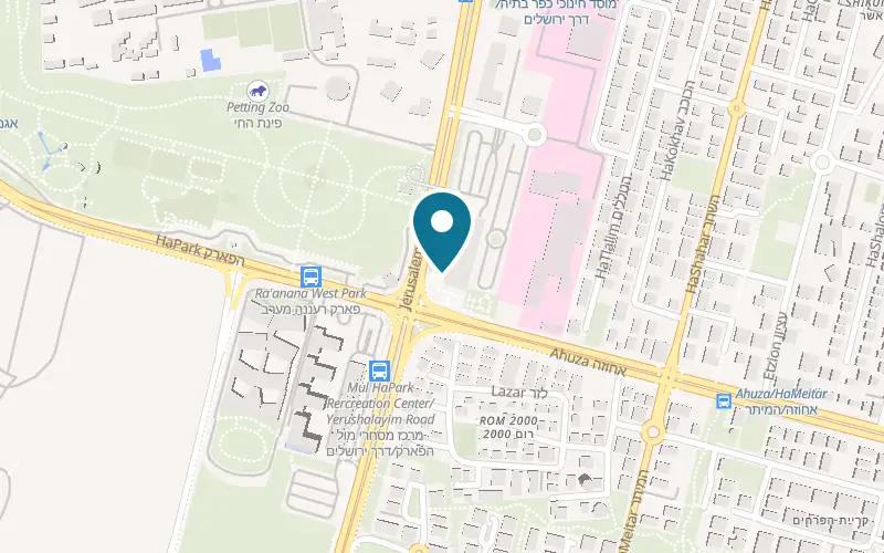 Map showing Joya Ra'anana at 34 Yerushalayim Boulevard, Ra'anana