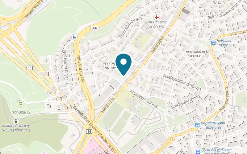 Map showing Keshet Art at 122 Herzl Boulevard, Jerusalem