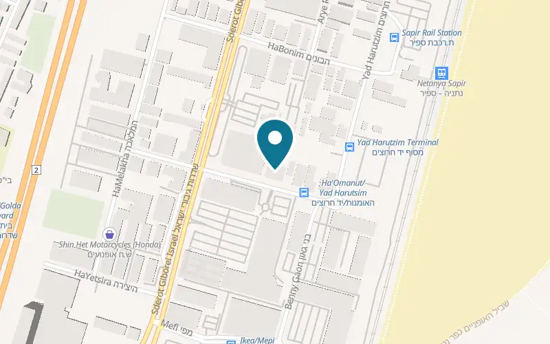 Map showing Kimhi Orya Designed Lighting at 14 HaOmanut Street, Netanya