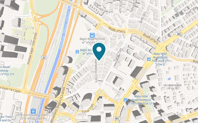 Map showing Kliyat Hamama at 20 HaYetsira Street, Ramat Gan