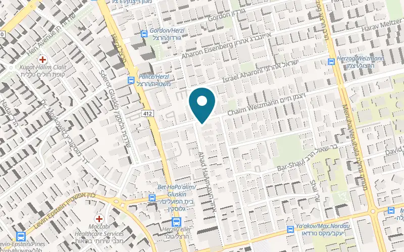 Map showing Kol-Bo Shoshi at 8 Chaim Weizmann Street, Rehovot