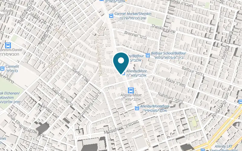Map showing Koniak Printing House at 84 Allenby Street, Tel Aviv-Yafo