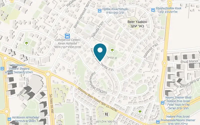Map showing La Pizzalia at 34 HaRav Uziel Street, Be'er Ya'akov
