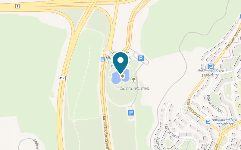 מפה: לאגו בדרך הר הצופים, באגם שבפארק יצחק שמיר, מעלה אדומים