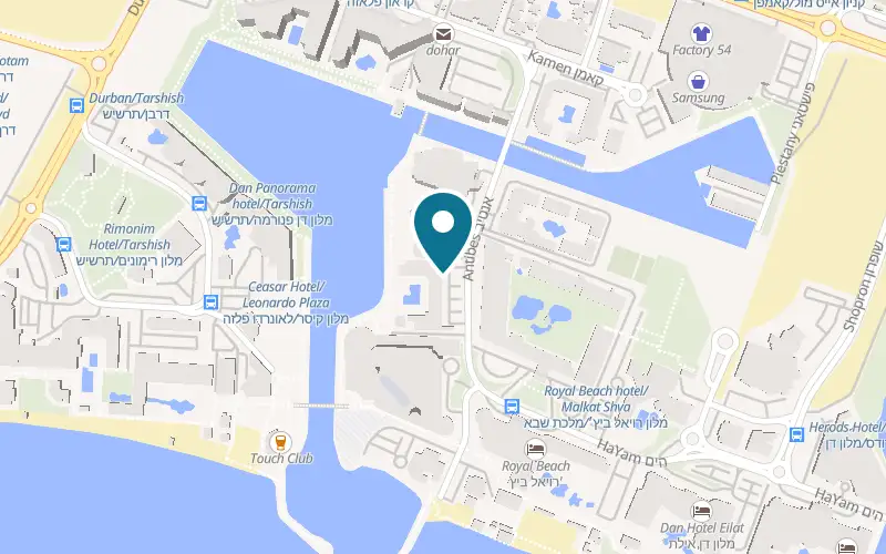 Map showing Lagoona Eilat at North Beach, Eilat