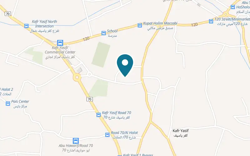 Map showing Lamsa at Sahat al-Ein, the spring square, Kafr Yasif