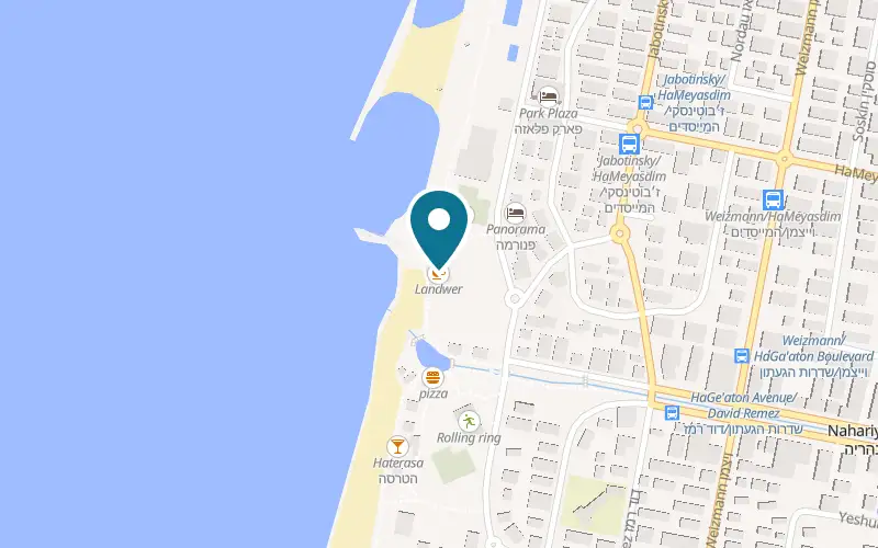 Map showing Landwer Nahariya at 2 HaMa'apilim Street, northern promenade, Nahariya